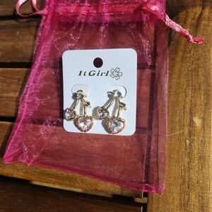 Gold and Silver Cherry & Heart Earrings & Bracelet Set